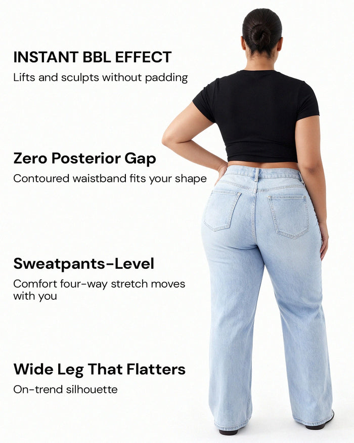 BBL Wide Leg Jeans Mid Rise