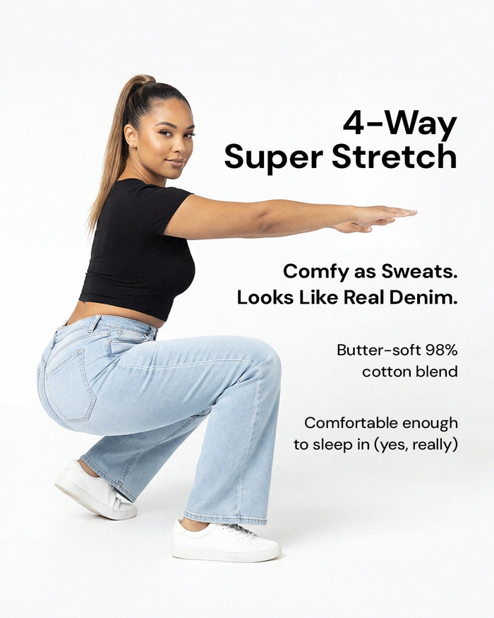 BBL Wide Leg Jeans Mid Rise