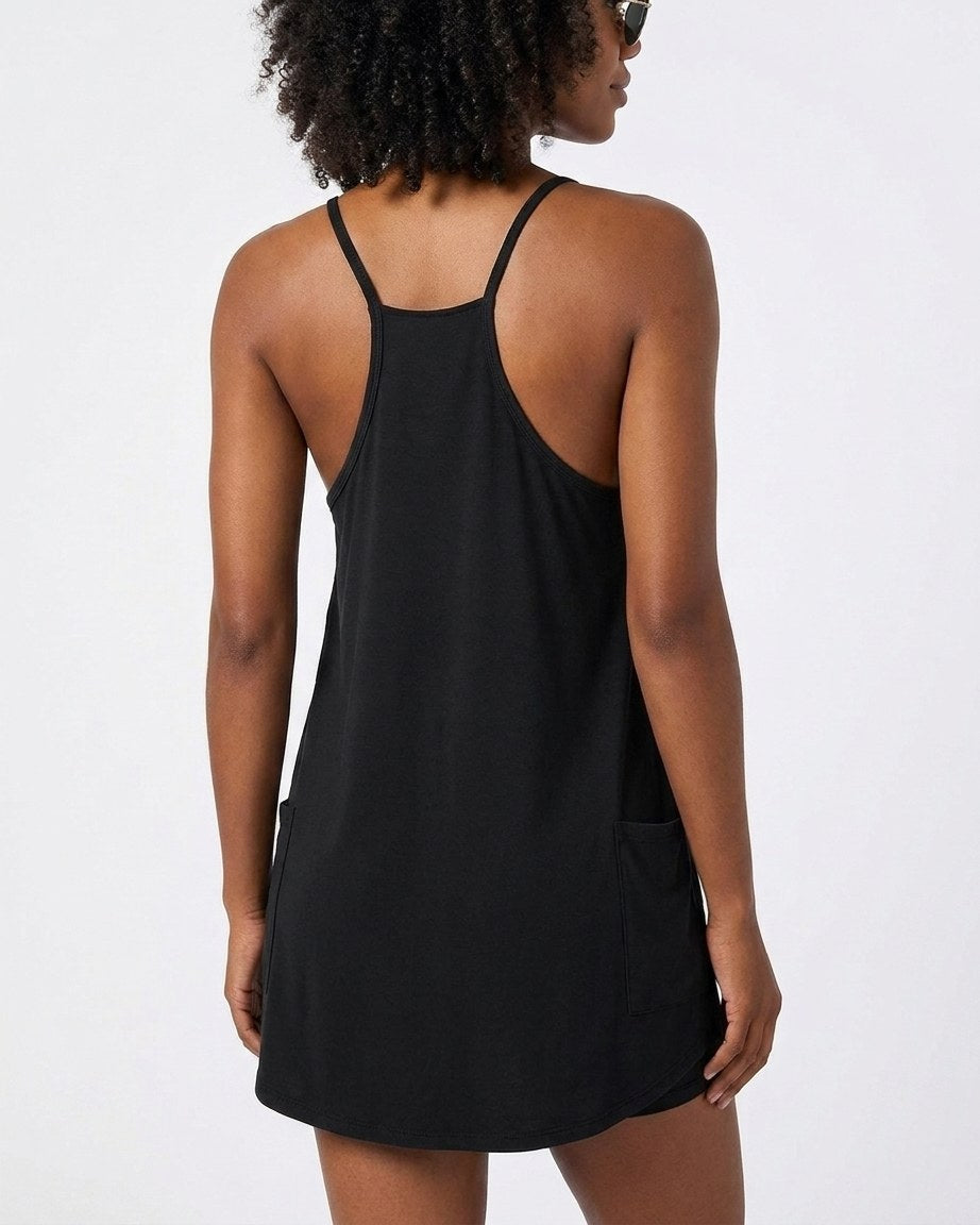 2-in-1 Lounge Romper Dress-black-d