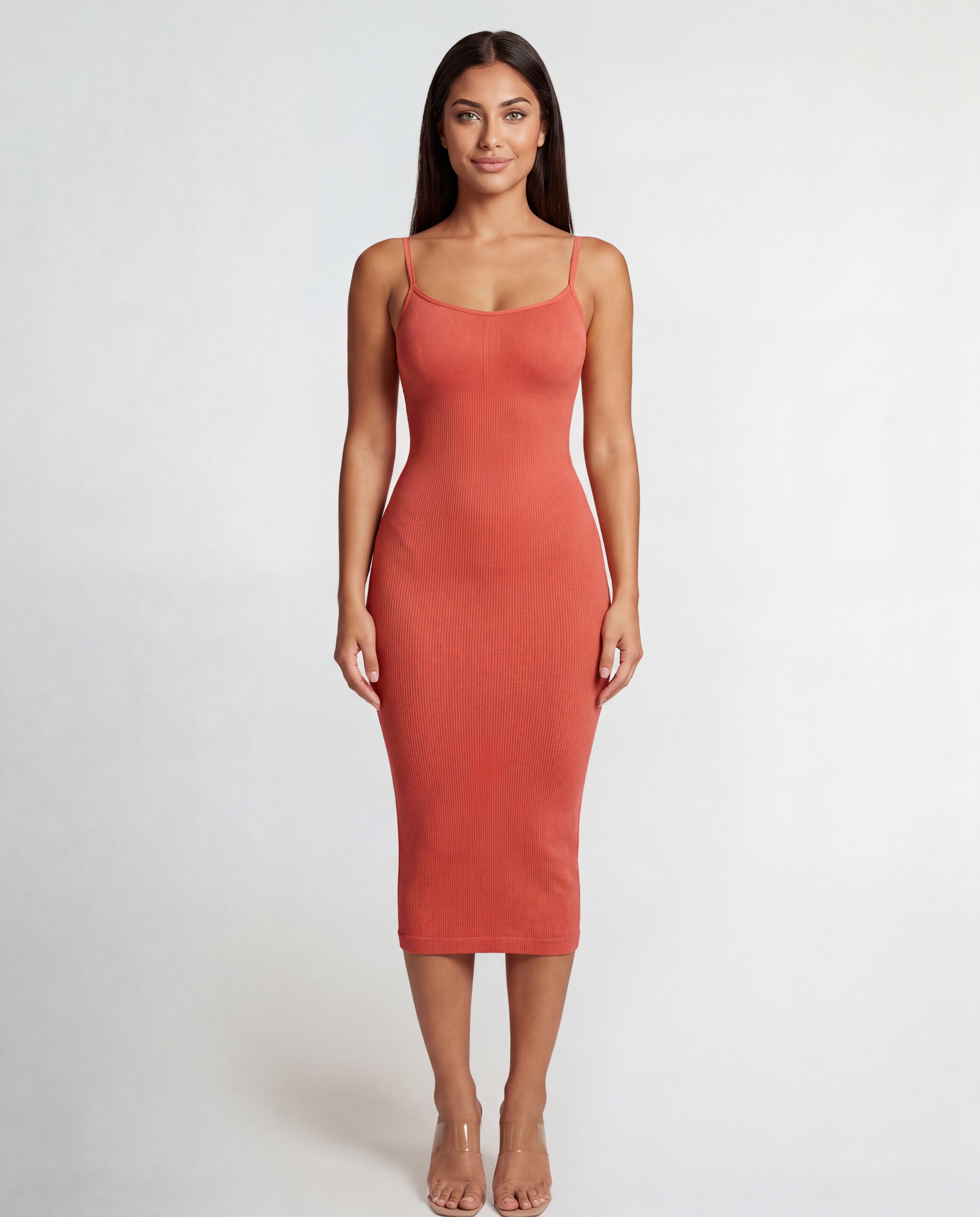 sculptdress-peach-red